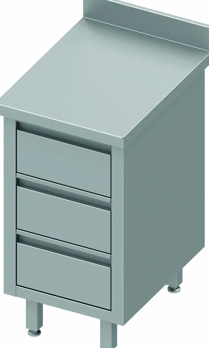 Meuble Bas Cuisine Inox Adossée et 3 Tiroirs - Gamme 800 - Stalgast