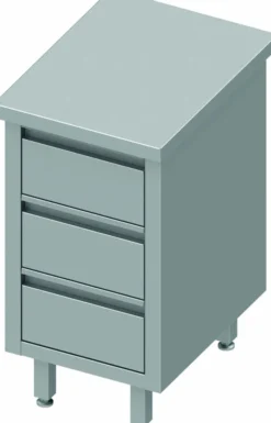 Meuble Bas Cuisine Inox Sans Dosseret - 3 Tiroirs - Gamme 700 - Stalgast