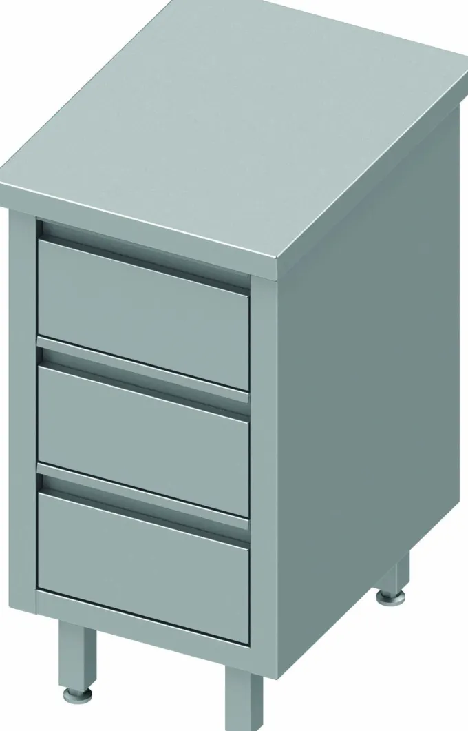 Meuble Bas Cuisine Inox Sans Dosseret - 3 Tiroirs - Gamme 700 - Stalgast