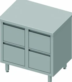 Meuble Bas Cuisine Inox - Sans Dosseret & 4 Tiroirs - Gamme 600 - Stalgast