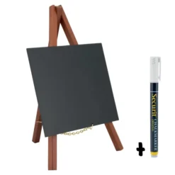 Mini tripod ardoise de table- Bois avec finition acajou laqué- 24x15cm - Securit
