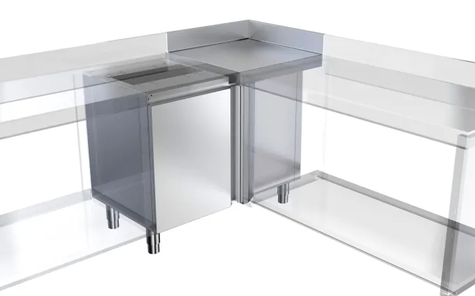 Module d'Angle 90º Gamme 600mm avec Plan de Travail à Droite - Distform