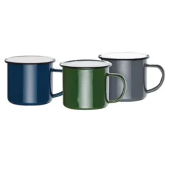 Mug en Acier Émaillé Vert et Noir 350 ml - Lot de 6 - Olympia