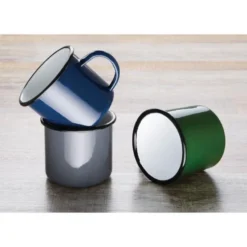 Mug en Acier Émaillé Vert et Noir 350 ml - Lot de 6 - Olympia
