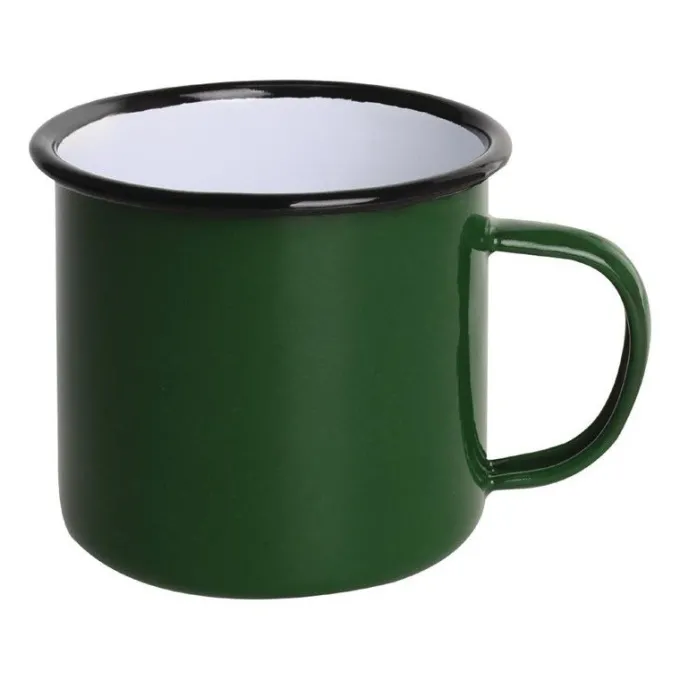 Mug en Acier Émaillé Vert et Noir 350 ml - Lot de 6 - Olympia