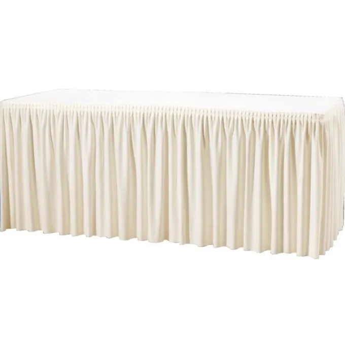 Nappe et jupe de table froncée écru pour Table Pliante 1.8m