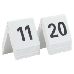 Numéros de table lot de 10: 11-20. Acrylique blanc et chiffres noirs - Securit