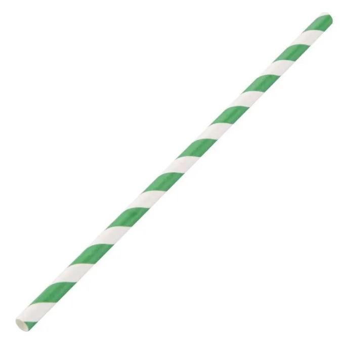 Paille biodégradable en papier Fiesta Green - Vert & blanc - Lot de 250