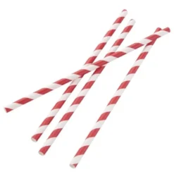 Paille biodégradable en papier Fiesta Green - Rouge & blanc - Lot de 250