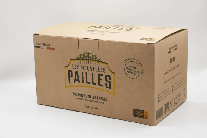 Paille Canne à Sucre Smoothie Mini Large 14 cm x 8 mm Made in France - 12 Boites de 500 Pailles - Les Nouvelles Pailles