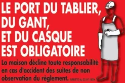 Pancarte Port du Tablier et du Casque Obligatoire 240x100 mm - L2G