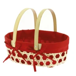 Panier Ovale Bambou Ajouré Doublé 27X20 Lot de 20 - Créapak