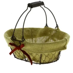 Panier Ovale Métal & Tissu Charlotte 28X20 Lot de 20 - Créapak