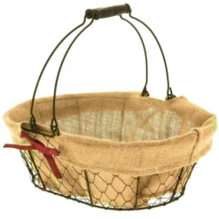 Panier Ovale Métal & Tissu Charlotte 36X26 Lot de 20 - Créapak