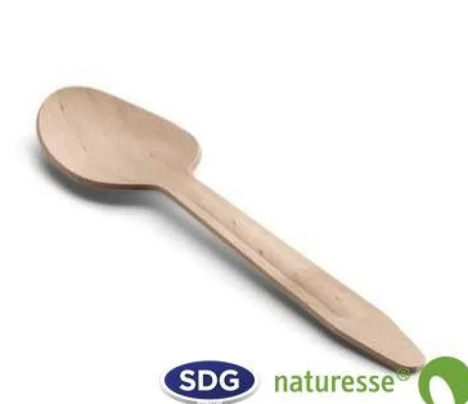 Petite Cuillère en Bois Naturel 10,5 cm - SDG - Lot de 5000