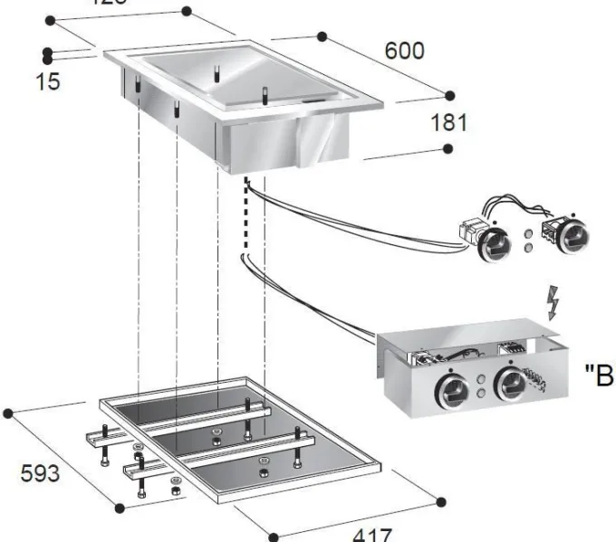 Plancha Encastrable Electrique Plaque Lisse Chromée 3,9 kW - Combisteel