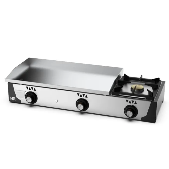 Plancha gaz 15 mm - Revêtement chrome + réchaud - L 1130mm - HR Fainca