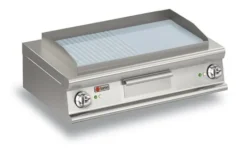 Plancha électrique à poser - Plaque 1/2 lisse chromée - 10 kW - Baron