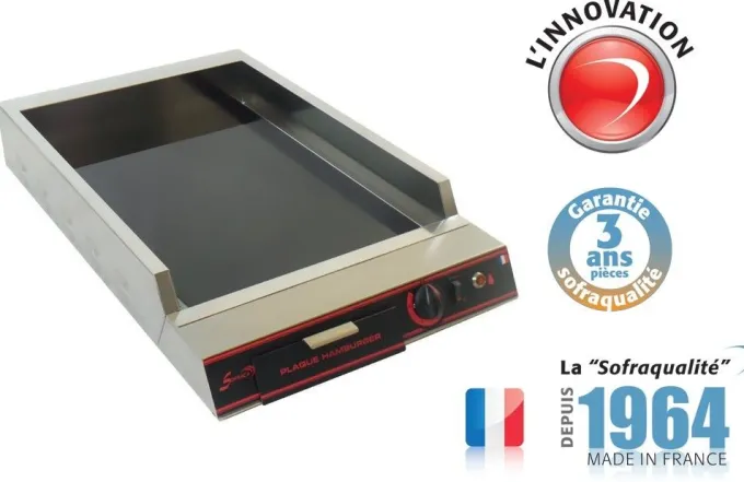 Plancha vitrocéramique électrique - Spécial hamburgers I - L 400 mm - Sofraca