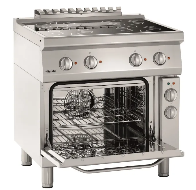 Plan de cuisson vitrocéramique 4 zones radiantes - four électrique GN 1/1 - Bartscher
