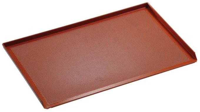 Plaque de Four Aluminium Siliconée Perforée 3 Côtés 600 x 400 - Bartscher