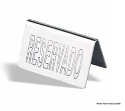 Plaque de Table Réservé en Inox 5 x 10 cm - Pujadas