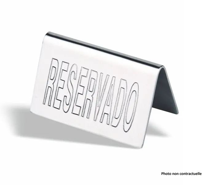 Plaque de Table Réservé en Inox 5 x 10 cm - Pujadas