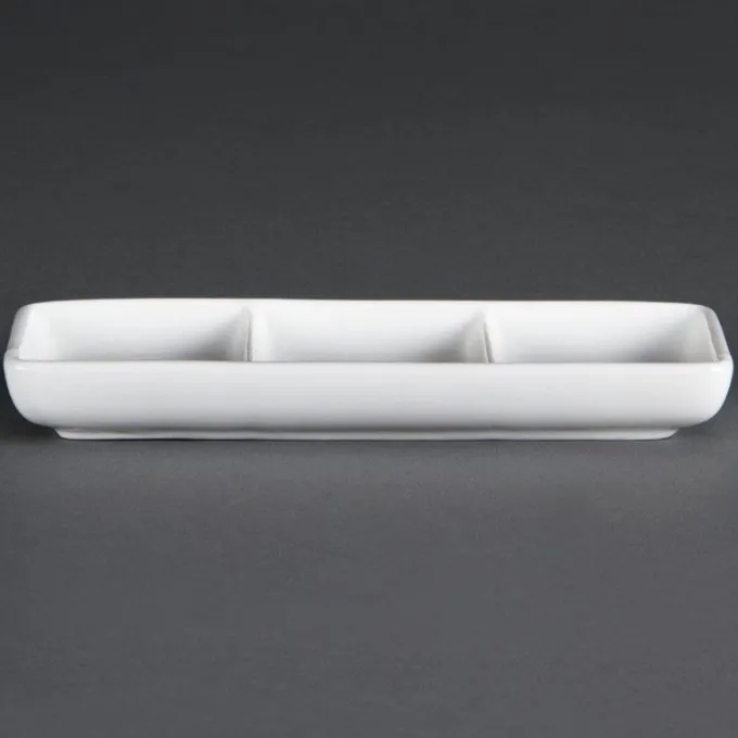 Plat à 3 Compartiments Blanc - Boite de 12 - Olympia