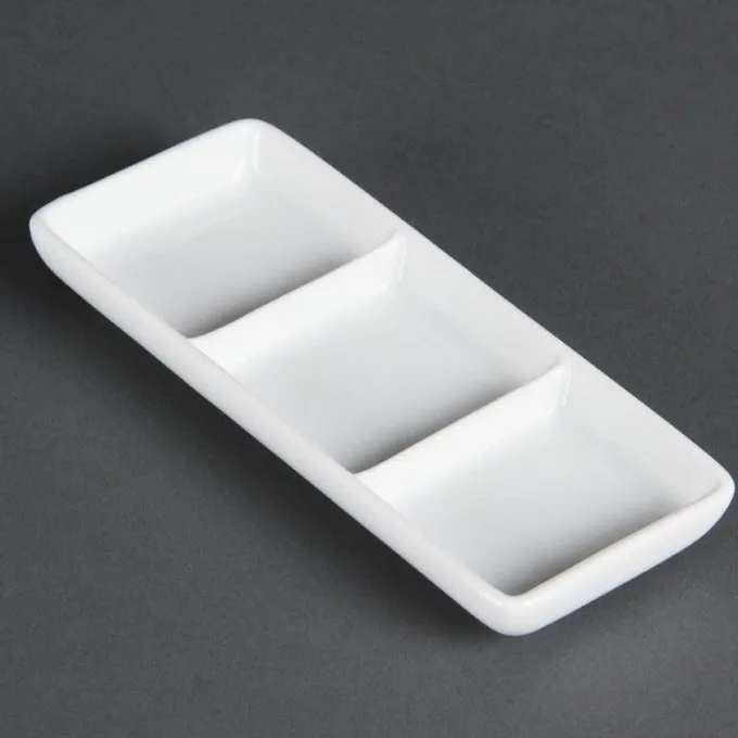 Plat à 3 Compartiments Blanc - Boite de 12 - Olympia