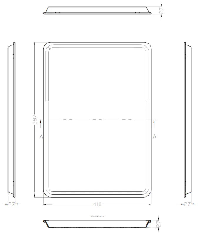 Plateau de Service 587 x 410 mm - ABS - Noir - L2G