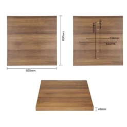 Plateau de table carré 600 mm effet chêne rustique - Bolero