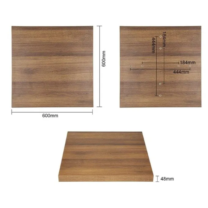 Plateau de table carré 600 mm effet chêne rustique - Bolero