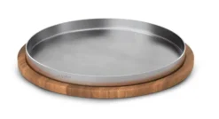 Plateau Inox Rond avec Base en Bois - 30 cm - Pujadas
