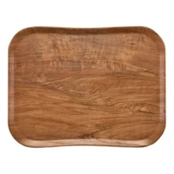 Plateau Polyester Century Aspect Naturel Bois Olivier Marron - 360x460mm - Cambro