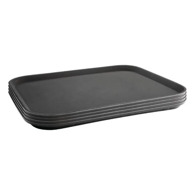 Plateau Rectangulaire Anti-Dérapant Noir - 356 x 457 mm - Kristallon