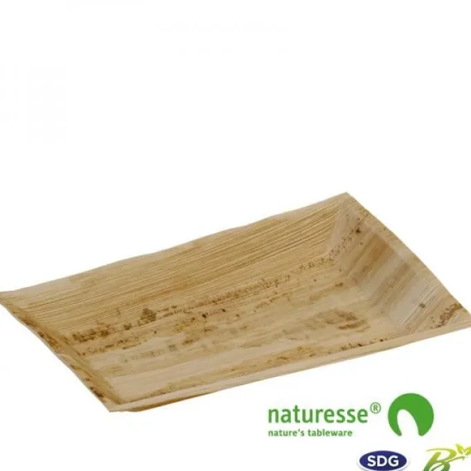 Plateau Rectangulaire Feuille de Palmier 17x25 cm - SDG Lot de 100
