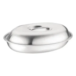 Plat à légumes en inox ovale 210 x 300 mm - OLYMPIA