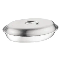 Plat à légumes ovale en inox 180 x 252 x 42 mm - Olympia