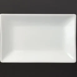 Plat Rectangulaire de Service en Porcelaine Blanche 200 x 130 mm - Lot de 6 - Olympia