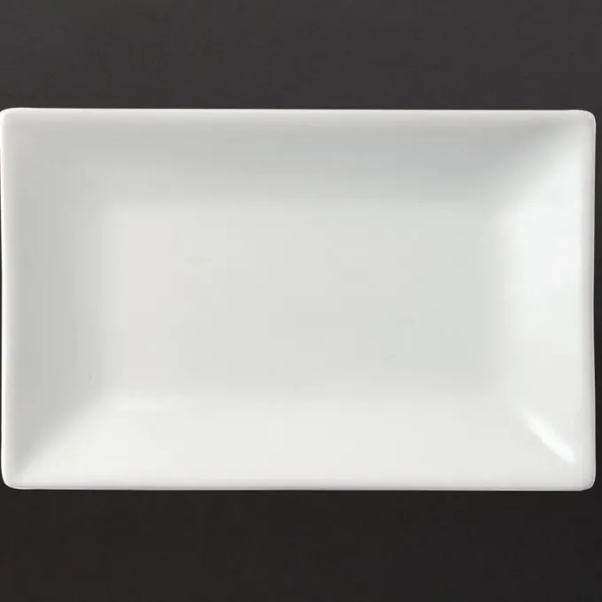 Plat Rectangulaire de Service en Porcelaine Blanche 200 x 130 mm - Lot de 6 - Olympia