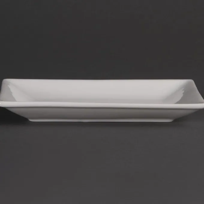 Plat Rectangulaire de Service en Porcelaine Blanche 200 x 130 mm - Lot de 6 - Olympia
