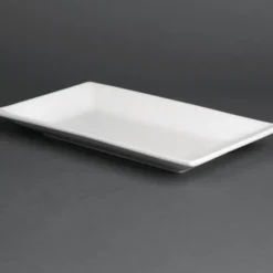 Plat Rectangulaire de Service en Porcelaine Blanche 250 x 150 mm - Boite de 4 - Olympia