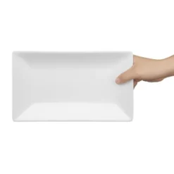 Plat Rectangulaire de Service en Porcelaine Blanche 250 x 150 mm - Boite de 4 - Olympia