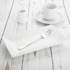 Plat Rectangulaire de Service en Porcelaine Blanche 250 x 150 mm - Boite de 4 - Olympia