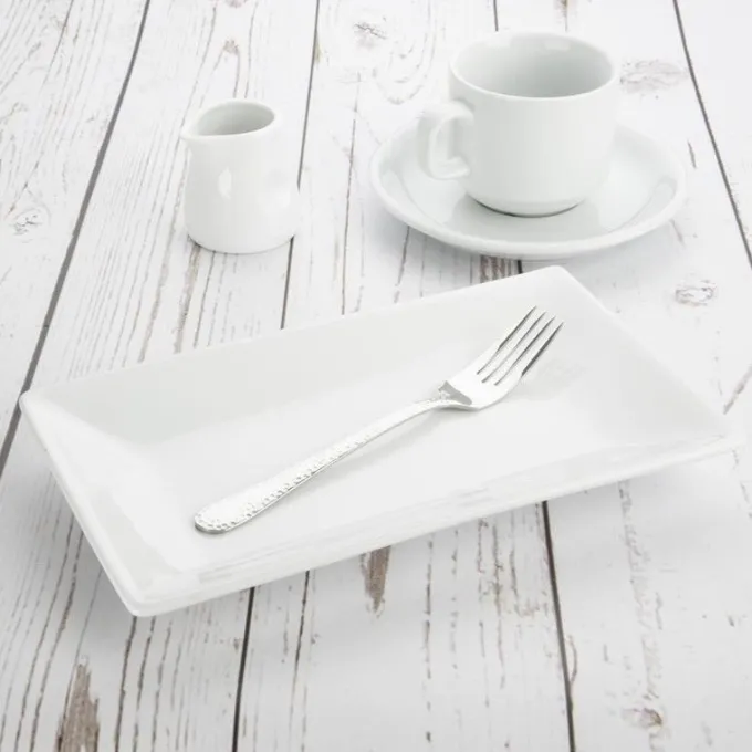 Plat Rectangulaire de Service en Porcelaine Blanche 250 x 150 mm - Boite de 4 - Olympia