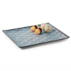 Plat Rectangulaire en Mélamine Motifs Bleus Océans - 325 x 175 mm - Pujadas