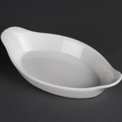 Plats ovales à oreilles blancs 204 x 118 mm Olympia - Boite de 6