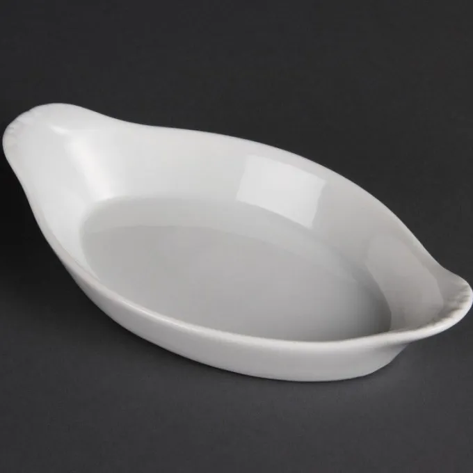 Plats ovales à oreilles blancs 204 x 118 mm Olympia - Boite de 6