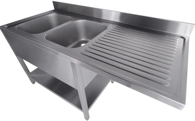 Plonge double évier Inox démontable à gauche - Combisteel