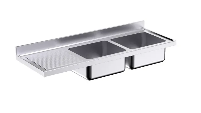 Plonge en Inox avec 2 Bacs et 1 Egouttoir 2000 mm - Distform